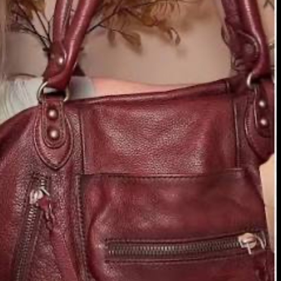 NWT Free People We The Free Baby Emerson Red Rock Burgundy Leather Tote Bag - Picture 2 of 4